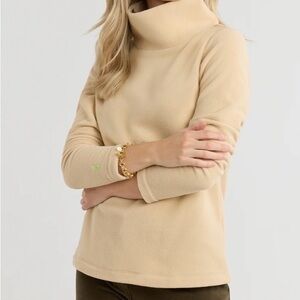 Dudley Stephens Greenpoint Vello Fleece Turtleneck in Camel